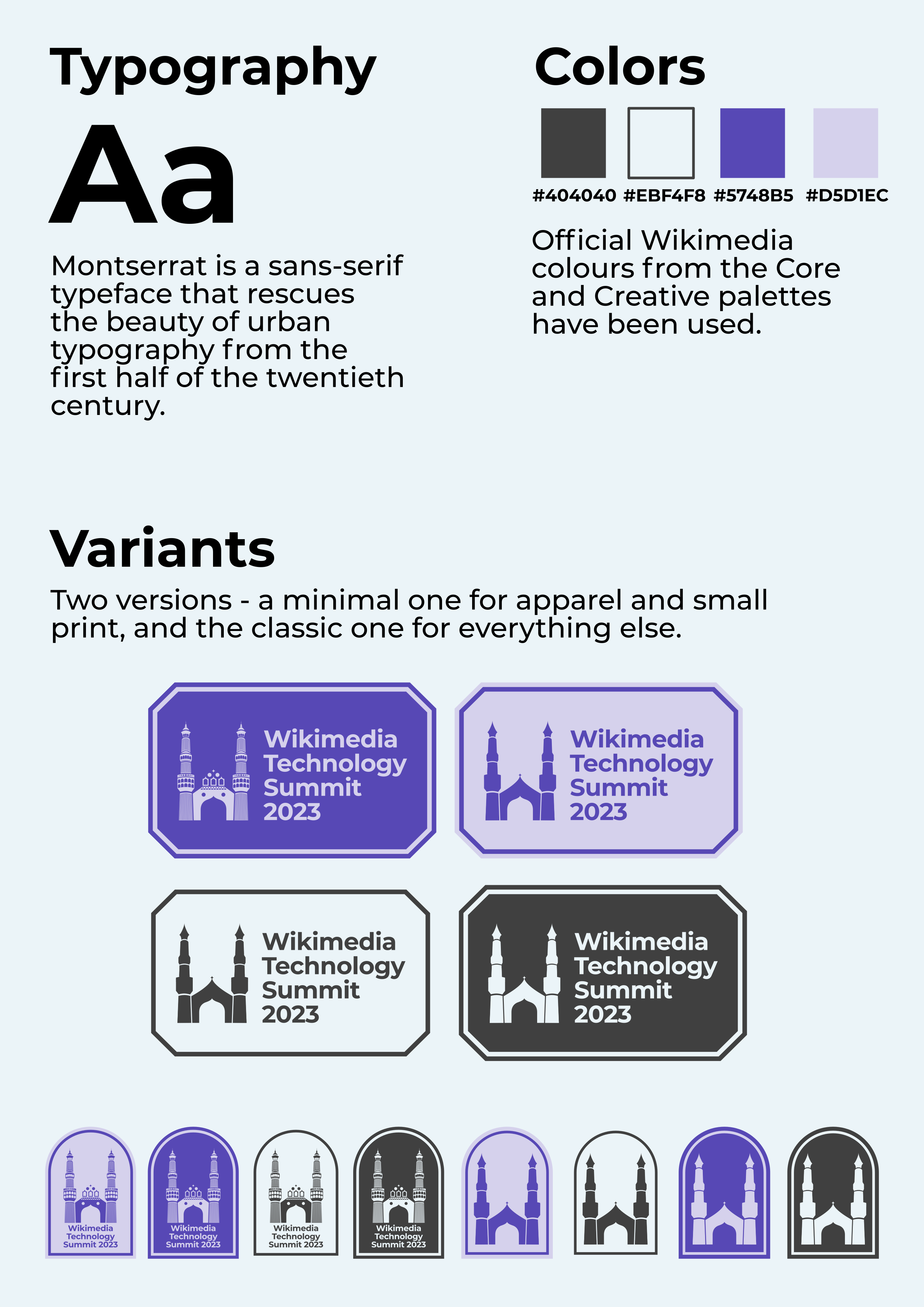 Wikimedia Technology Summit typography, colors, and variants